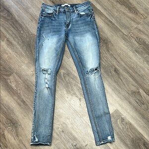 KanCan Blue Skinny Jeans with Distressed Details